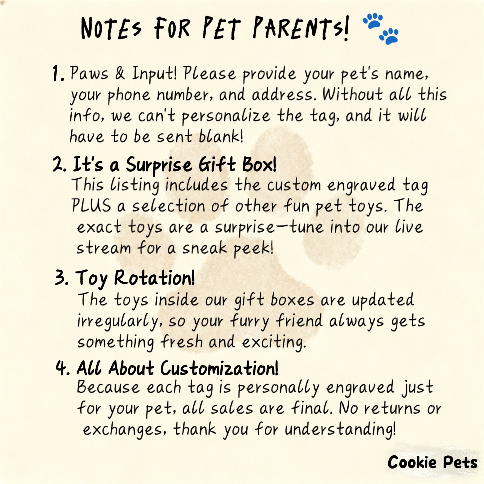 Dog Customized Name Tag and Toys Package