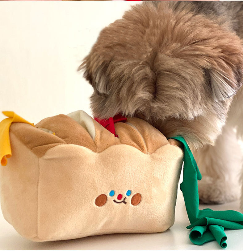 Pet Foraging Toast Shape Plush Toy