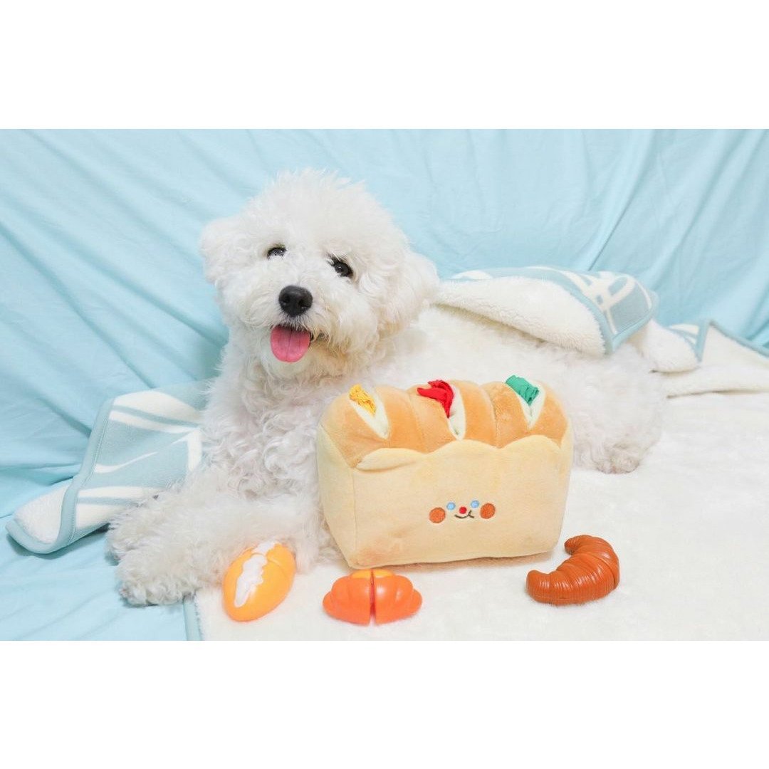 Pet Foraging Toast Shape Plush Toy