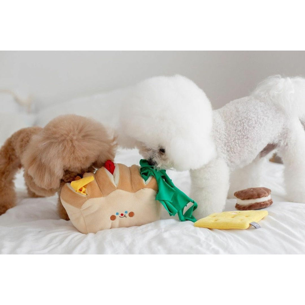 Pet Foraging Toast Shape Plush Toy