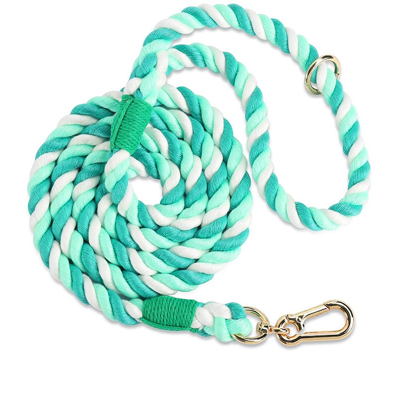 Hand-woven Gradient Colored Cotton Rope Dog Pet Macaron Leash