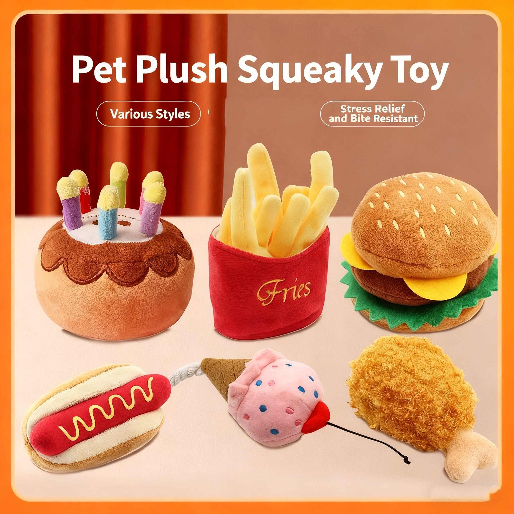 Food Series Chewable Plush Dog Toy